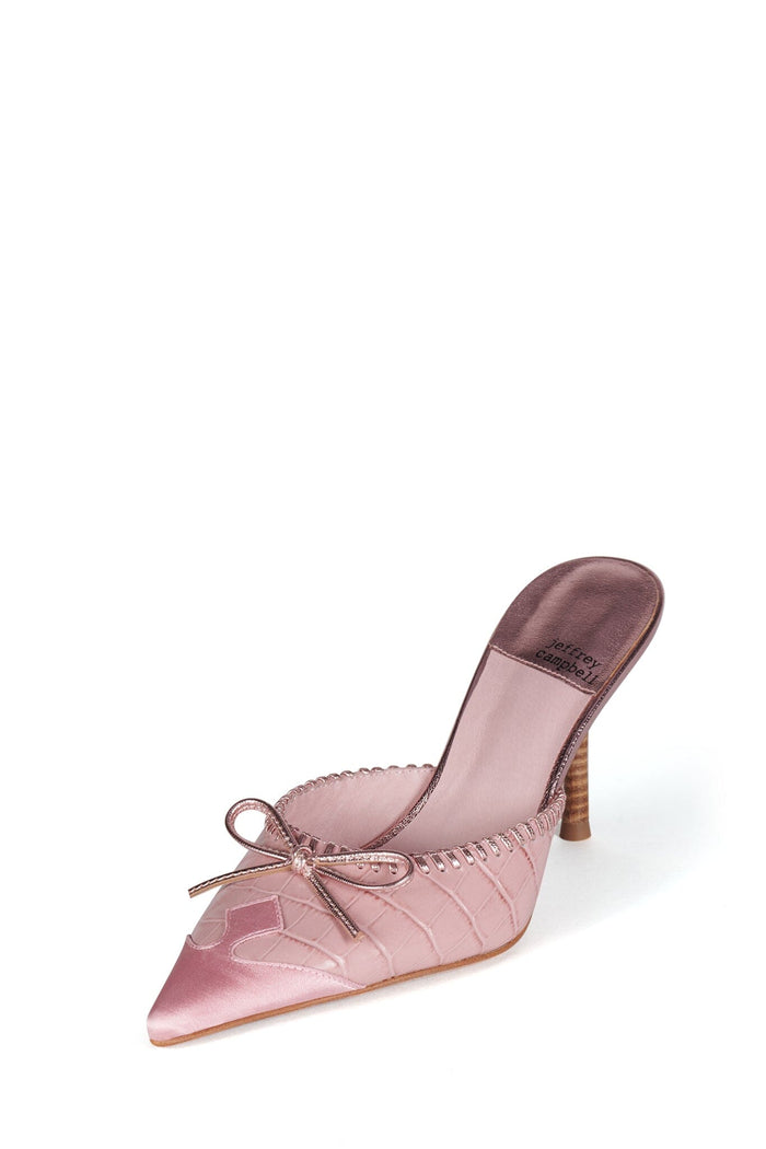 CLARABELLE Jeffrey Campbell Heeled Mule Pink Croco Combo