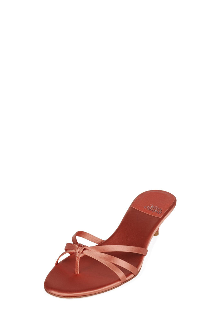 DORETTA Jeffrey Campbell Round-Toe Kitten Heel Coral Satin