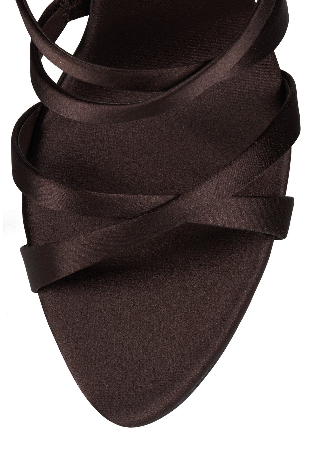 OBSESSED Jeffrey Campbell Strappy Sandals Chocolate Satin