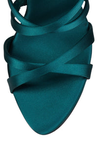 OBSESSED Jeffrey Campbell Strappy Sandals Turquoise Satin