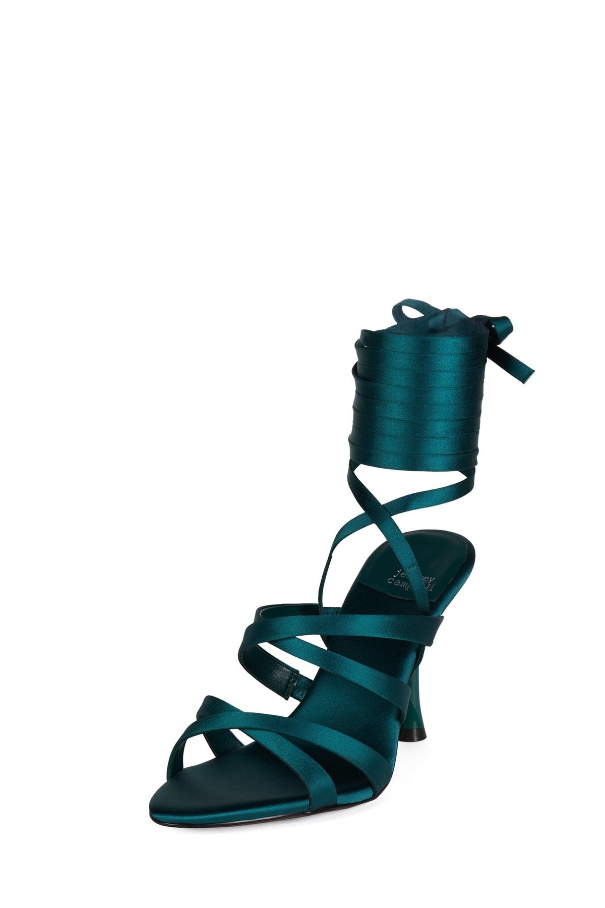 OBSESSED Jeffrey Campbell Strappy Sandals Turquoise Satin