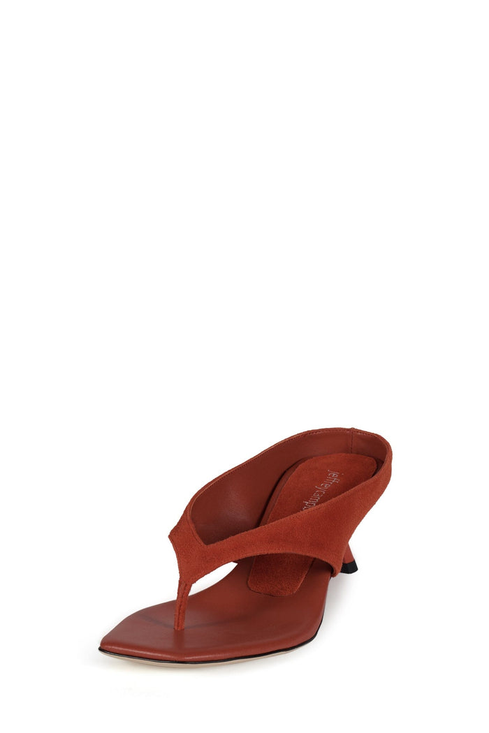 THONG-SONG Jeffrey Campbell Heeled Sandal Bright Orange Suede